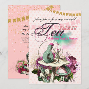 Invitation Fête de thé sur mesure Alice au pays des merveille