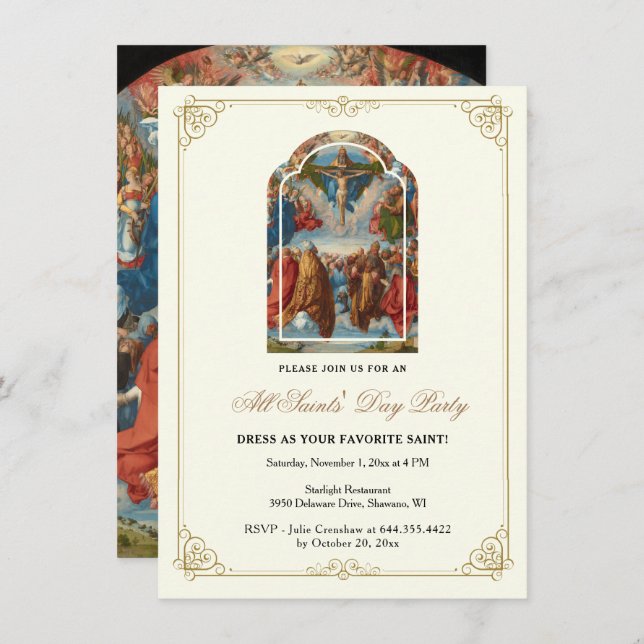 Invitation Fête de toute la Saint's Day (Devant / Derrière)