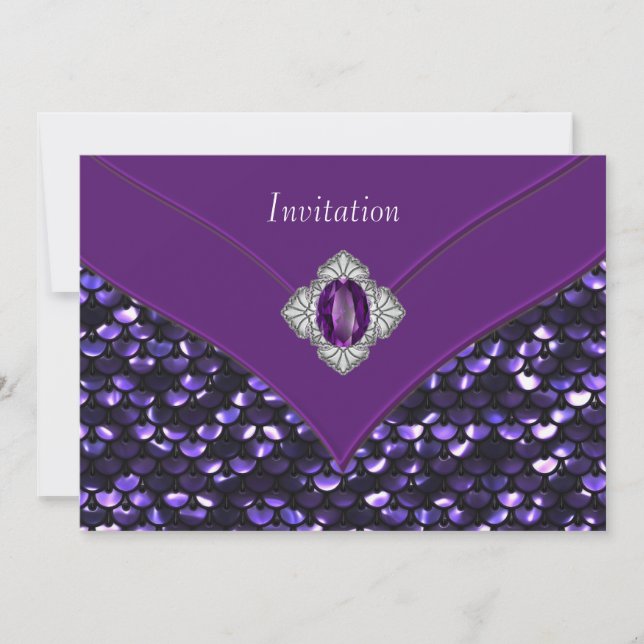 Invitation Fête de toutes occasions en sequins violets (Devant)