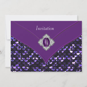Invitation Fête de toutes occasions en sequins violets