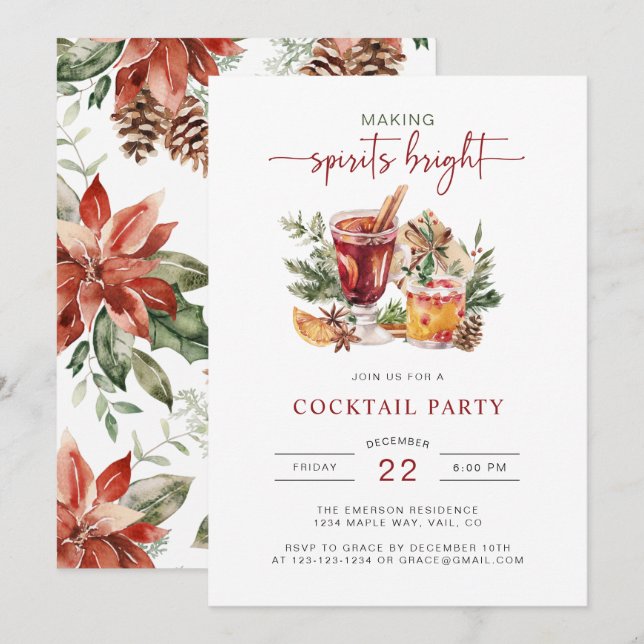 Invitation Fête de vacances à l'aquarelle (Devant / Derrière)