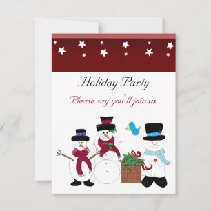 Invitation Fête de vacances bonhomme de neige fantaisiste