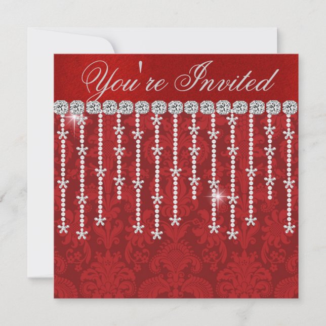 Invitation FÊTE DE VACANCES CHIC SNOWFLAKE BLING Party Invita (Devant)