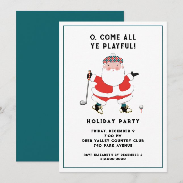 Invitation Fête de vacances de golf (Devant / Derrière)