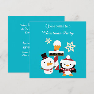 Invitation Fête de vacances de pingouin de Pôle Nord