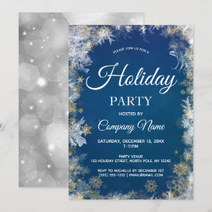 Invitation Fête de vacances d'entreprise de flocon de neige