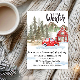 Invitation Fête de vacances d'hiver - Bonjour Fête d'hiver fl