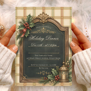 Invitation Fête de vacances élégante sur tableau noir antique