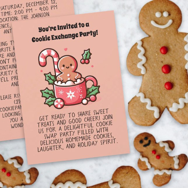 Invitation Fête de vacances Exchange Cookie Personnalisé modi (Custom Cookie Exchange Holiday Party Editable Invitation)