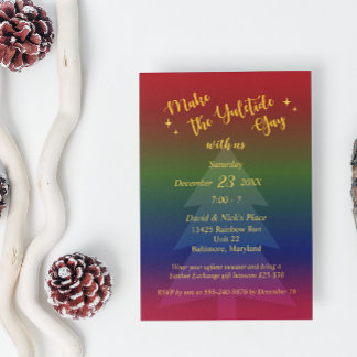 Invitation Fête de vacances foncée de Noël d'arc-en-ciel