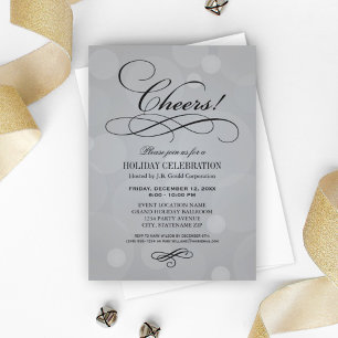 Invitation Fête de vacances Platinum Grey Corporate
