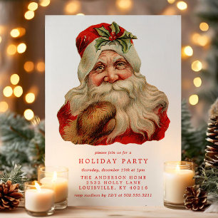 Invitation Fête de vacances rétro de Noël avec Père Noël vict