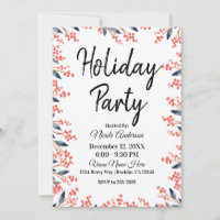 Fête de vacances rouge aquarelle Hiver Baies Feuil