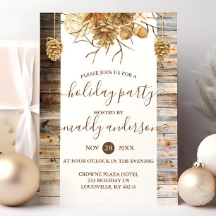 Invitation Fête de vacances Rustic Country Pine Cone