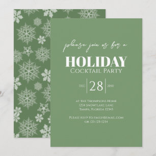 Invitation Fête de vacances simple verte flocon de neige