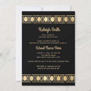 Invitation Fête de valise Or noir de remise de diplômes