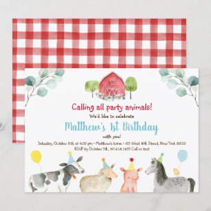 Invitation Fête de verdure de ferme Anniversaire animal