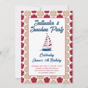 Invitation Fête de voile de plage d'eau salée et de soleil ro