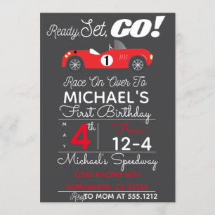 INVITATION FÊTE DE VOITURE DE COURSE