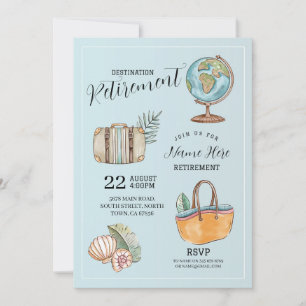 Invitation Fête de voyage de retraite pour femmes Valise mond