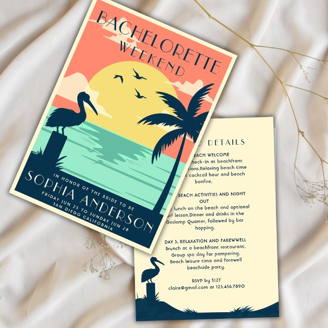 Invitation Fête de week-end de jeune fille tropicale rose mig (Créateur téléchargé)