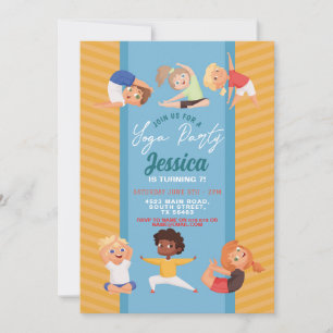 Invitation Fête de Yoga Anniversaire Stretch Girls Garçons Am