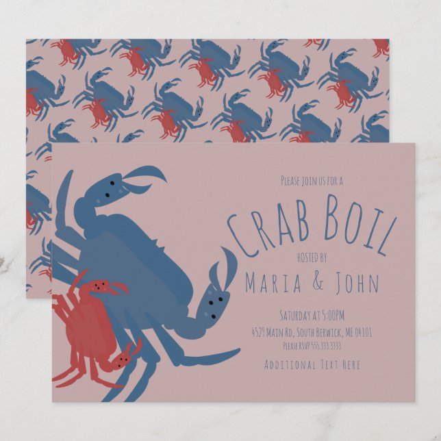 Invitation Fête d'ébullition de crabes  Dîner d'anniversaire  (Devant / Derrière)