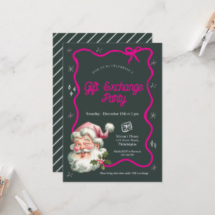 Invitation Fête d'échange cadeau de Noël rose