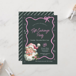Invitation Fête d'échange cadeau de Noël rose