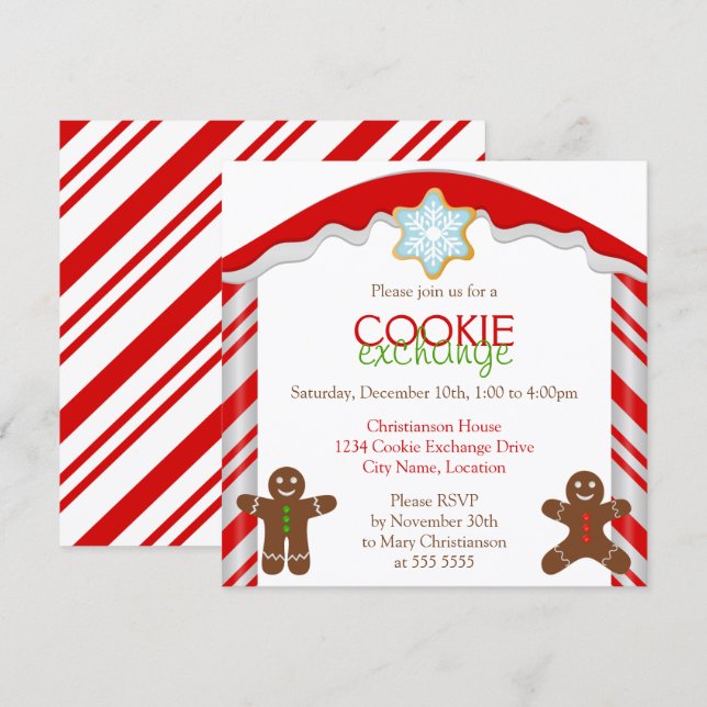 Invitation Fête d'échange de biscuits au gingembre (Devant / Derrière)