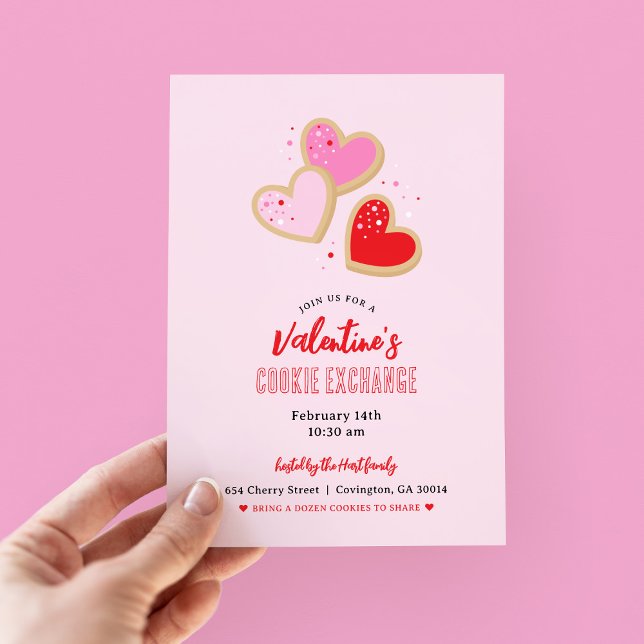 Invitation Fête d'échange de biscuits de la Saint-Valentin (Créateur téléchargé)