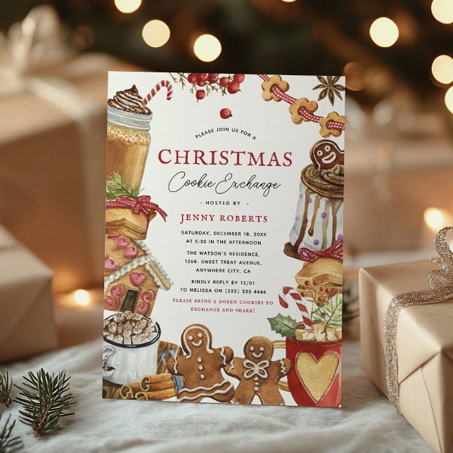 Invitation Fête d'échange de biscuits de Noël adorables (Créateur téléchargé)