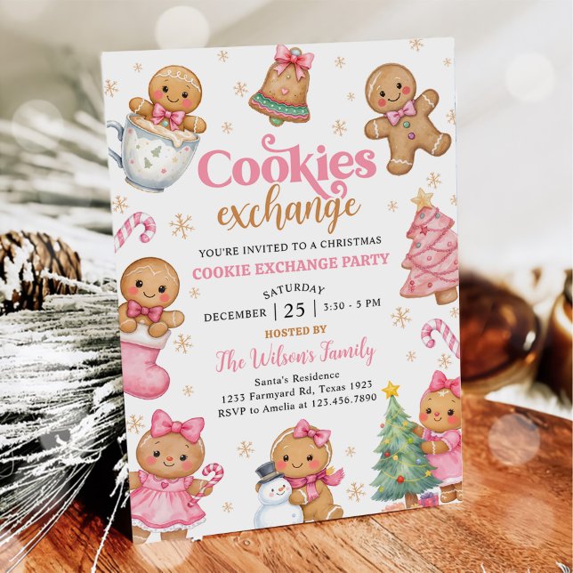 Invitation Fête d'échange de biscuits de Noël au pain d'épice (Créateur téléchargé)