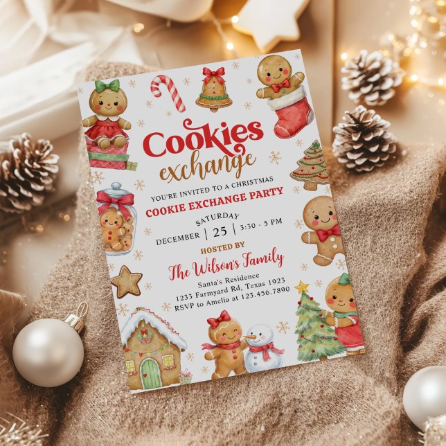 Invitation Fête d'échange de biscuits de Noël au pain d'épice (Créateur téléchargé)