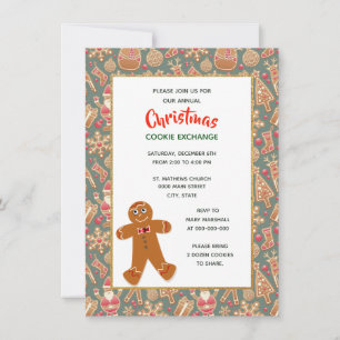 Invitation Fête d'échange de biscuits de Noël de style rétro