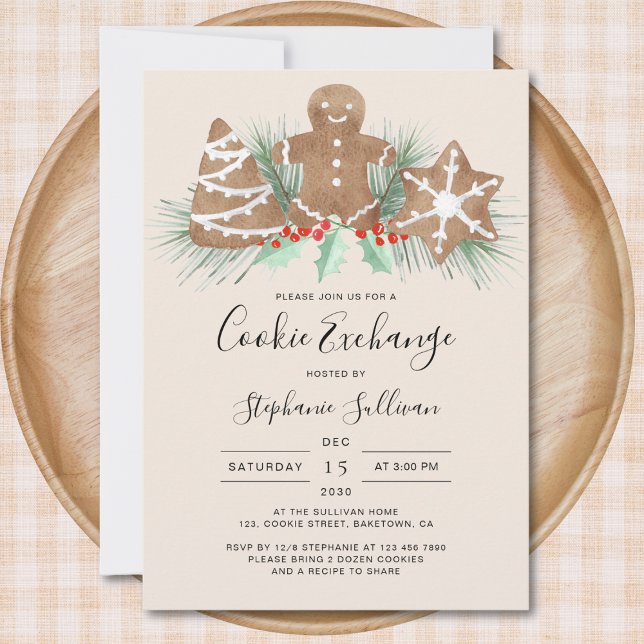 Invitation Fête d'échange de biscuits de Noël en forme d'homm (Créateur téléchargé)