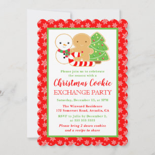 Invitation Fête d'échange de biscuits de Noël festifs