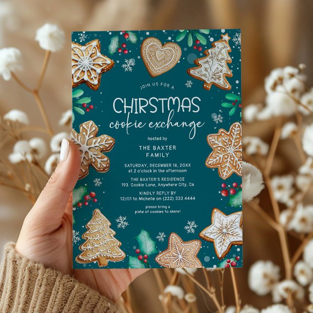 Invitation Fête d'échange de biscuits de Noël festive (Créateur téléchargé)