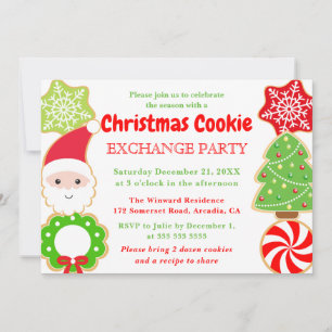 Invitation Fête d'échange de biscuits de Noël mignonne