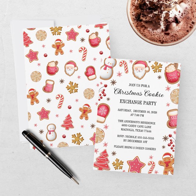 Invitation Fête d'échange de biscuits de Noël mignonne (Créateur téléchargé)