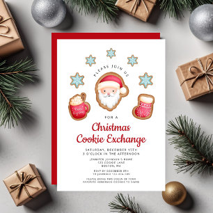 Invitation Fête d'échange de biscuits de Noël mignonne