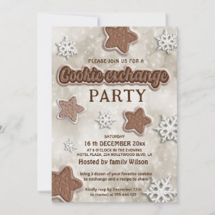 Invitation Fête d'échange de biscuits modernes d'hiver