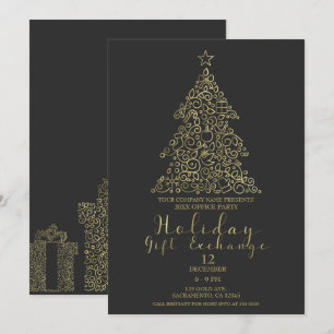 Invitation Fête d'échange de cadeaux autour du sapin de Noël