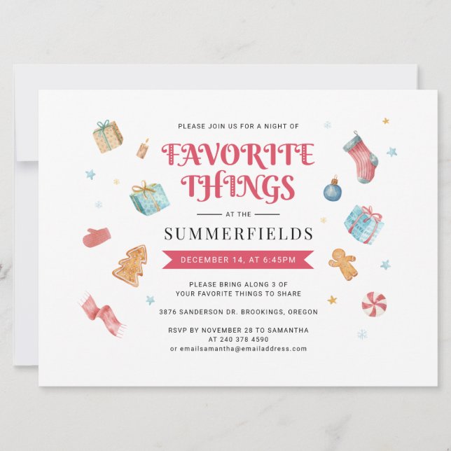 Invitation Fête d'échange de cadeaux de Noël (Devant)