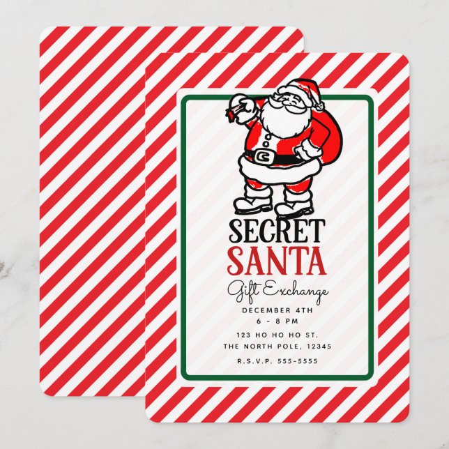 Invitation Fête d'échange de cadeaux de Noël au Père Noël Sec (Devant / Derrière)