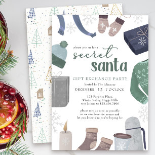 Invitation Fête d'échange de cadeaux Secret Santa Cozy Winter