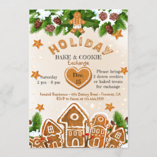 Invitation Fête d'échange de cookies de vacances