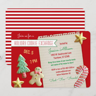 Invitation Fête d'échange de cookies de vacances