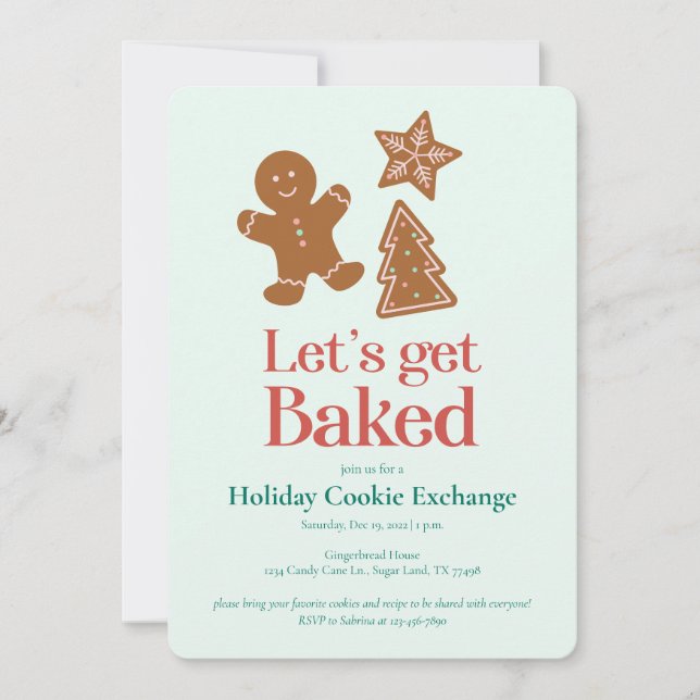 Invitation Fête d'échange de cookies de vacances | Pain d'épi (Devant)