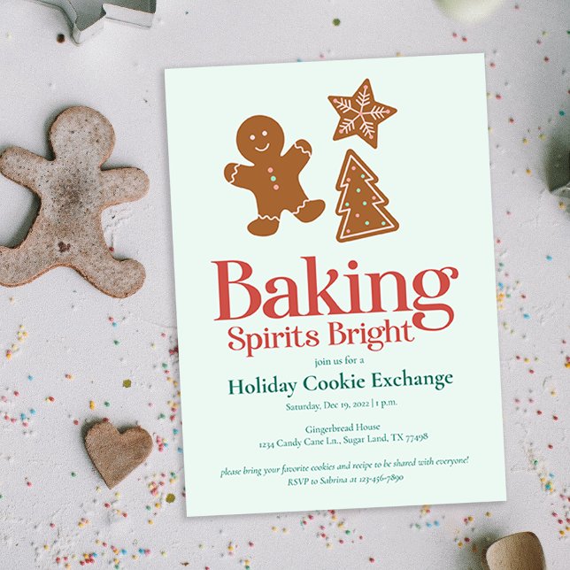 Invitation Fête d'échange de cookies de vacances | Pain d'épi (Créateur téléchargé)